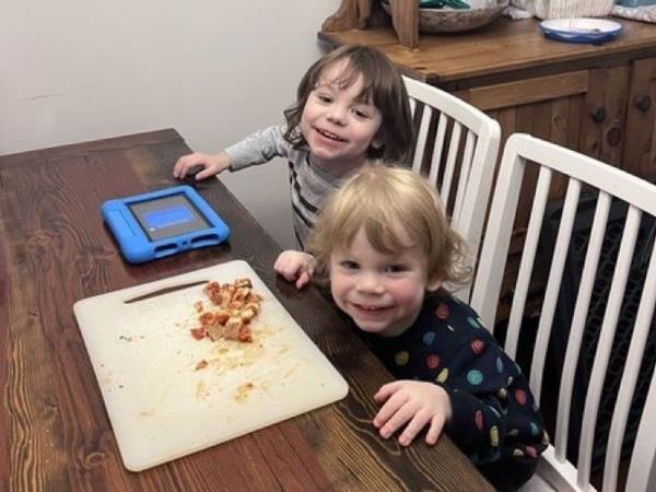 Single mom Hayley Peeling and her two children, Leo (5) and August (2), lost most of their belo<em></em>ngings in a house fire on Friday, March 24, 2023. An avid Vancouver Canucks fan, the community around the NHL team has rallied to her aid do<em></em>nating food and supplies to the Port Moody family. Photo: Hayley Peeling [PNG Merlin Archive]