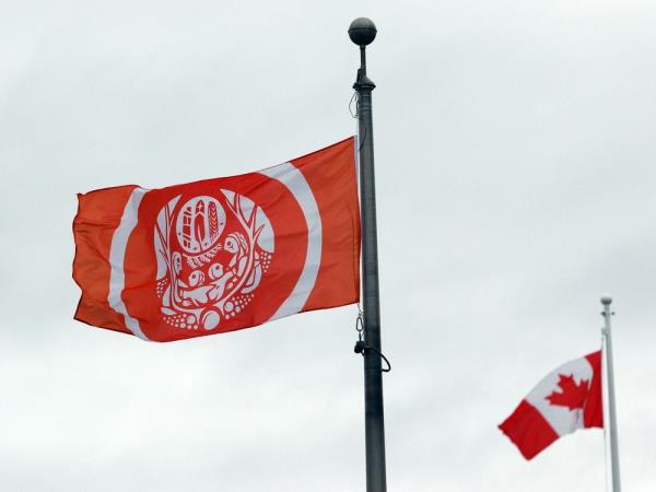 The Survivors' Flag hangs to ho<em></em>nour Indigenous Peoples who were forced to attend residential schools, is shownon the grounds of the legislature in Victoria, B.C., on Wednesday, Sept. 28, 2022. Nineteen anomalies have been located using ground-penetrating radar during a search for unmarked graves at the site of a former residential school northeast of Edmonton.THE CANADIAN PRESS/Chad Hipolito