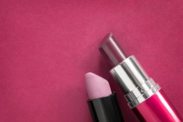 Lipstick on pink background