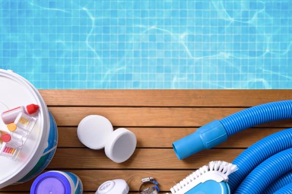 swimming pool and cleaning supplies, backyard dangers