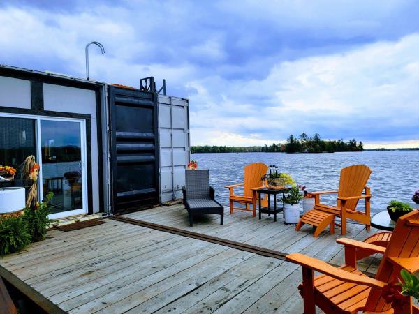 The deck on a floating home