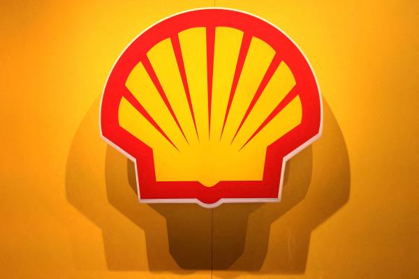 The logo of British multinatio<em></em>nal oil and gas company Shell displayed during the LNG 2023 energy trade show in Vancouver