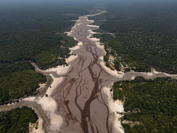 River affected by the drought in Iranduba near Manaus